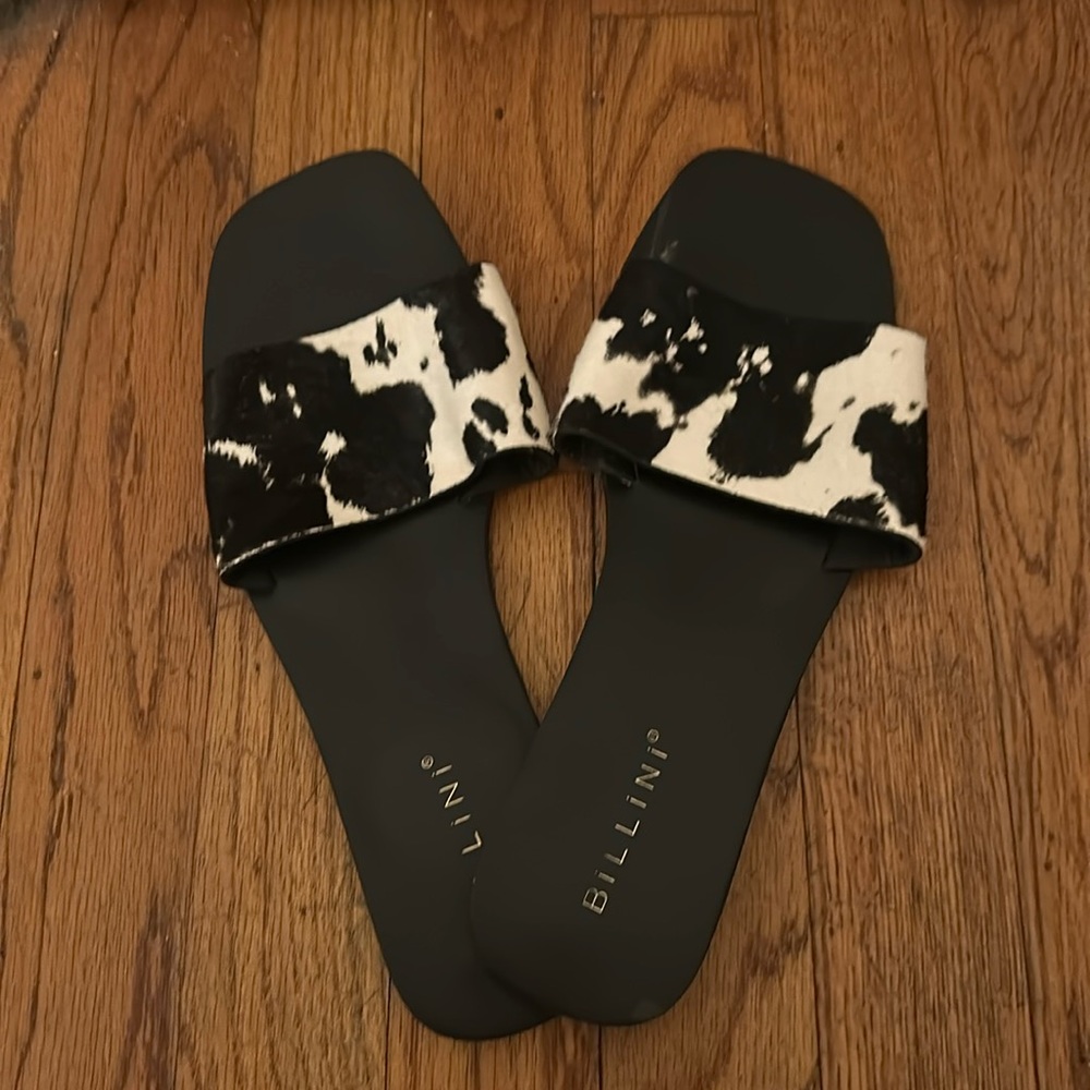 Black Cowhide Slides - image 1